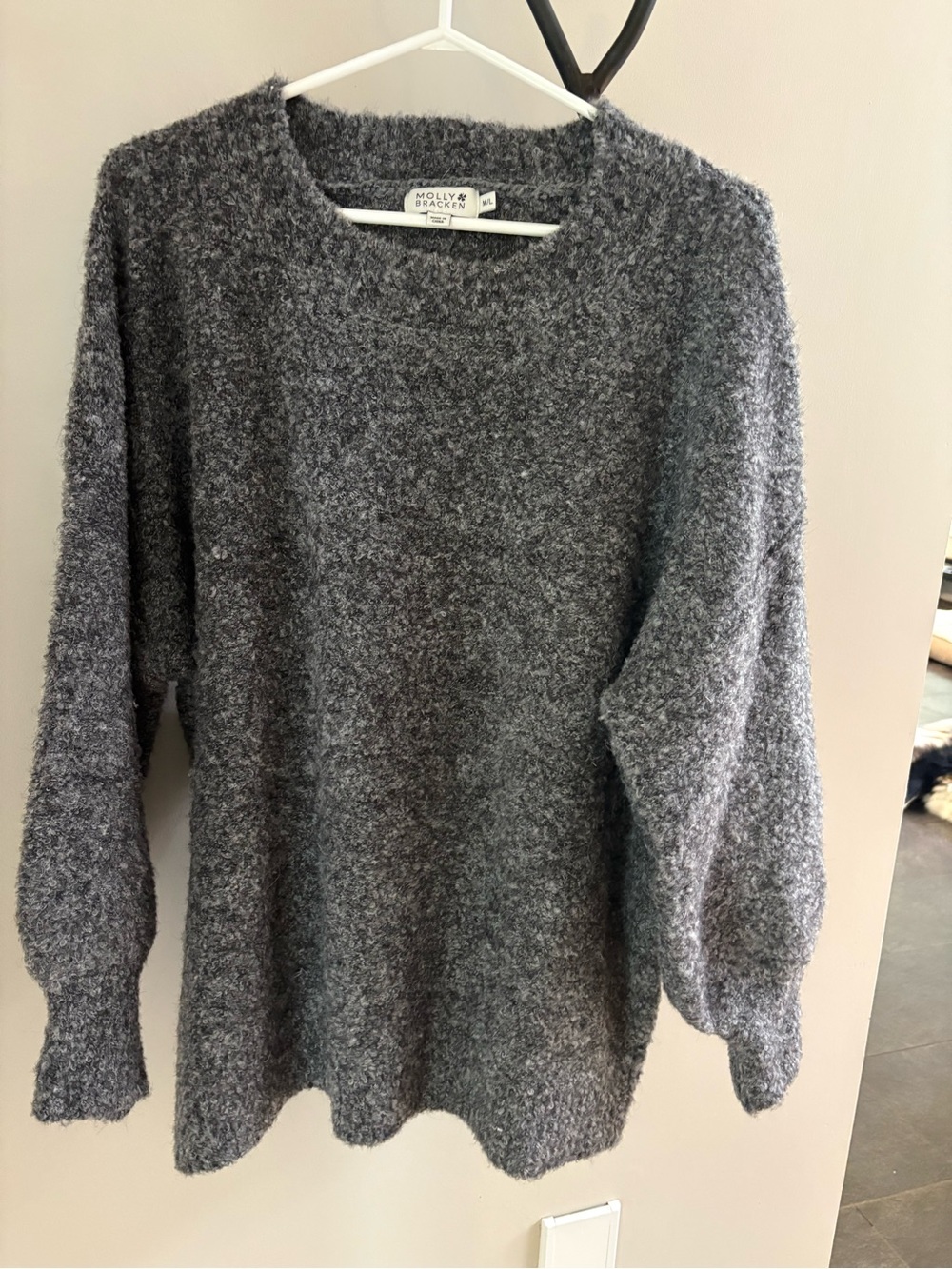 Molly Bracken Heathered Charcoal Crewneck Sweater